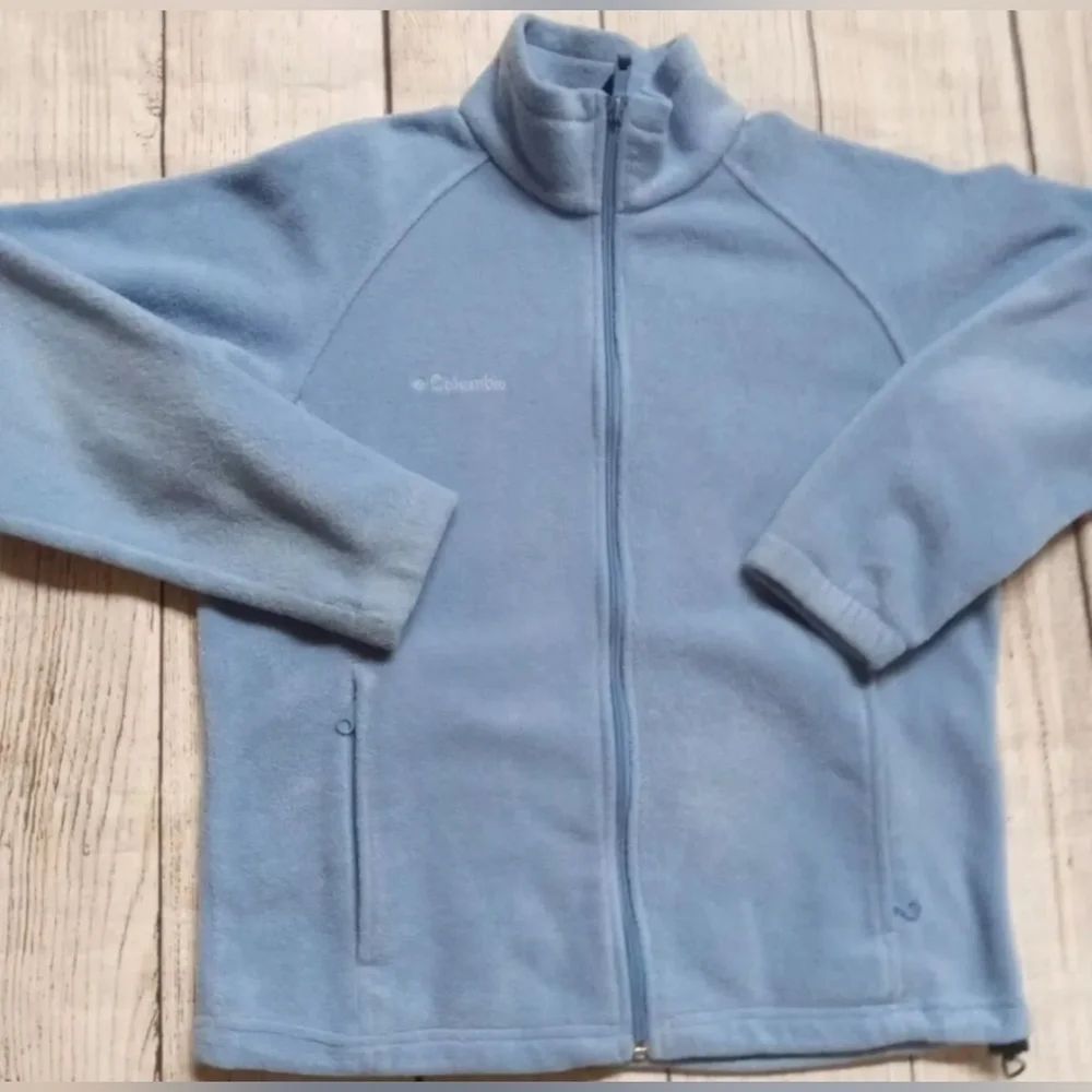 Columbia Women's Icy Baby Blue Fleece Full Zip  Jacket Size L New MSRP $65